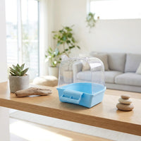Bird Bathtub and Parrot Bathing Station with Perch, See-through Design for Small Birds, Canary and Budgie Bath with Suction Cups, SIZE-25
