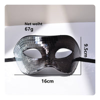 Cutout Eye Openings Mirror Mosaic Mask Reflective Disco Ball Mask Contoured Face Covering Elastic Strap