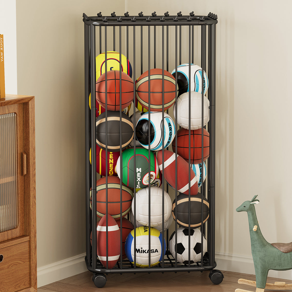 Basketball Storage Rack for Balls and Toys