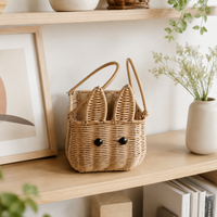 Square Storage Basket, Woven Basket 16x16x17cm, Shelf Baskets with Handles, Small Basket for Shelf, Kitchen, Bathroom, Toys