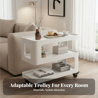 Modern Design Multi-Tier Storage Rolling Trolley on Wheels Space-Saving Design 3-Tier Rolling Stand Easy to Clean Wheeled Side Table Sturdy Construction for Apartment Dwellers, Office Workers, Living Room, Bedroom, Kitchen, Bathroom