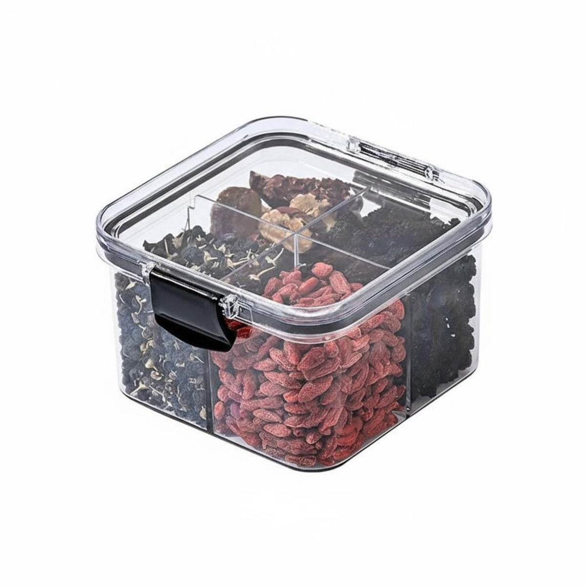 Leakproof Stackable Grain Container Leak-Proof Clear Snack Organizer Easy to Clean Multi-Compartment Storage Bin Included for Meal Preppers, Pantry, Refrigerator, Office