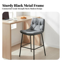Modern Design Upholstered High-Back Stool Metal Footrest Counter Chair Padded Cushion Seating Furniture Sturdy Construction for Cafe Owners, Bar Patrons, Restaurant Guests, Kitchen Island, Pub, Dining Room, Office