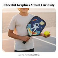 Kids Pickleball Paddle Small Grip Junior Pickleball Paddle Fun Designs Hexagonal Interior for Students, Beach