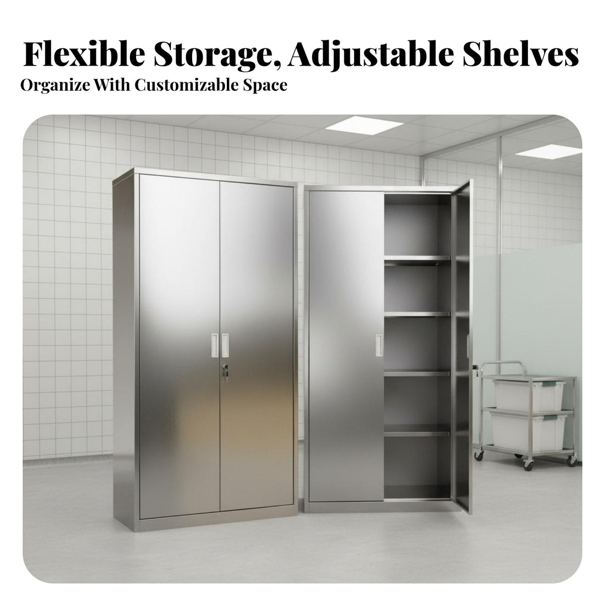 Rust-Proof Stainless Steel Storage Cabinet Easy to Clean 304 Stainless Steel File Cabinet Heavy Duty Tall Storage Locker Industrial Grade for Clinics, Businesses, Medical Facility, Hospital, Laboratory, Garage