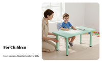 Rectangular Kindergarten Table Chair Set Child Design Adjustable Height Kids Table Wipe-Clean Surface Rectangular Young Child Study Desk Set for Home