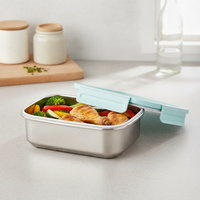 Hongjunda 316L Stainless Steel Lunch Box with Lid, Microwaveable Food Container, Refrigerator Storage
