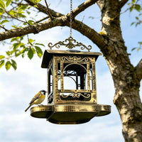 Hanging Bird Feeder Decorative Solar Bird Feeder Open Sided Garden Decor for Backyard