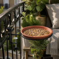 Detachable Bird Feeder and Bath Stand for Railings, Patios, and Gardens