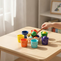 Color Sorting Bowl Set Rainbow Sorting Toy with Cups and Balls Cup and Ball Toy Preschool Wooden for Toddlers, Classroom