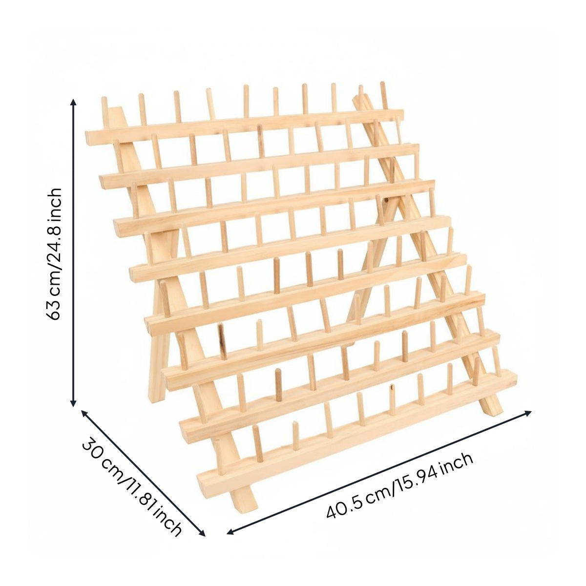 Folding Spool Rack Vertical Pegs Wooden Thread Rack-Saving Thread Holder Stand