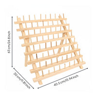 Folding Spool Rack Vertical Pegs Wooden Thread Rack-Saving Thread Holder Stand