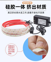 古法鱼缸鱼池专用水下防水LED灯带IP68实心硅胶灯条自粘24V户外