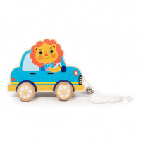 Wooden Toy Car Toddler Pull Along Toy Motor Skill Development Coordination Pretend Play Four Wheels Wooden Pull-Along Car for Early Learning