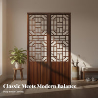 Foldable Design Chinese Design Folding Screen Solid Wood Frame Semi-Hollow Partition Screen Installation-No Assembly Wooden Fretwork Room Divider Space-Saving for Apartment Dwellers, Interior Designers, Business Owners, Entryway, Bedroom, Restaurant