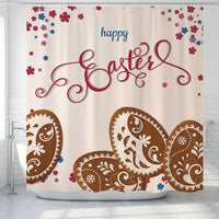 Easter Egg Pattern Shower Curtain Waterproof Easter Shower Curtain Festive Design for Families, Homeowners, Bathtub, RV