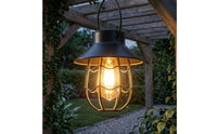 Solar Hanging Lantern Looped Hanger Black Hanging Lantern Vintage Style Garden Decor for Yard, Lawn