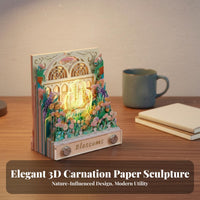 Creative Gift Carnation Flower Paper Carving Aesthetic Design Tear-Away Paper Sculpture Multifunctional for Adults, Gifting, Workspace, Desk