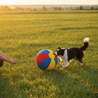 Heavy-Duty Dog Ball with Textile Cover Long-Lasting Inflatable Dog Ball Elastic Toy Deflatable for Dogs