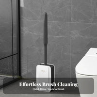 Wall Mounted Toilet Brush Set Soft Bristles Toilet Brush and Holder Set Drill Installation Washroom Accessory for Dorm, RV