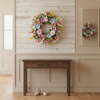 Vibrant Colors Seasonal Floret Wreath Handmade House Decoration Realistic Look for Party