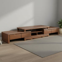 Extendable TV Stand Solid Wood Construction Retractable Entertainment Center Modern Wooden Media Console for Small Apartment Dwellers