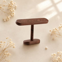 Oval Base T-Shaped Watch Stand Natural Grain Wooden Watch Stand Polished Finish T Shaped Bracelet Holder Rounded Edges