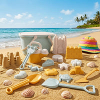 21 Pieces Wheat-Straw Plastic Beach Sand Toy Set Matte Finish Children's Beach Toy Set Rounded Edges Play Item Molded Shapes for Children
