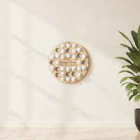 Golf Ball Display with 34 Holes Wall-Mounted Golf Ball Display Rack Wood-Grain for Garage