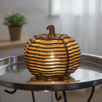 LED Pumpkin Lantern Wood-Toned LED Jack-O'-Lantern Pumpkin Light Interlocking Decor Lighted for Decorators, Tabletop
