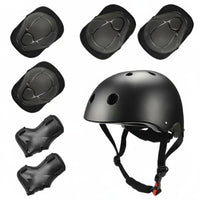 7 Pieces Adjustable Straps Kids Helmet and Pads Set Shock Absorbing Young Skateboard Protection Kit Breathable Design Inline Skating Knee Elbow Wrist Guards Long-Lasting Hard Shell for Beginners, Toddlers, Roller Skating, Skateboarding, Cycling