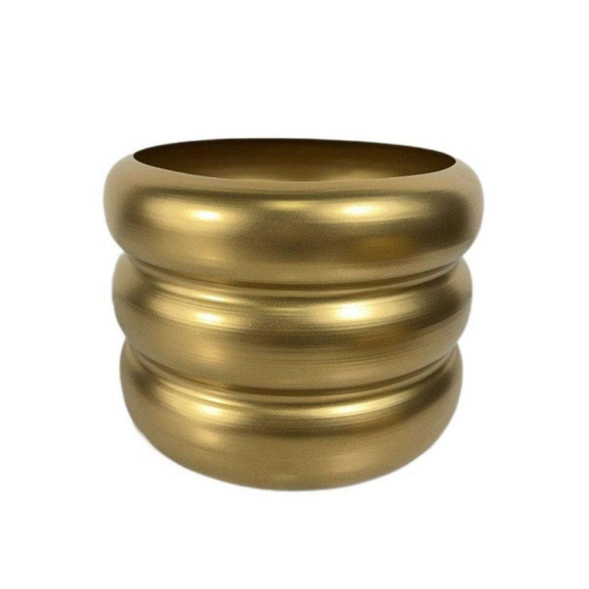 Gold-Toned Ribbed Planter Minimalist Barrel Planter Decorative Metal Flower Vessel Stylish for Florists
