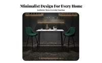 High-Top Table with Stools Light Luxury Design Bar Furniture Sturdy Metal Frame Integrated Footrests for Adults, duos