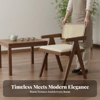New Chinese design Woven rear Bench and Table durable Wood Frame Restaurant Booth Upholstered Seating Hospitality Furniture Padded Seat padding for Cafe Proprietors, Interior Designers, Teahouse, Lounge Area, Small Spaces