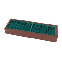 6-Slot Watch Display Tray Wooden Watch Tray with Velvet Lining Compartmentalized Professional for Jewelers, Dresser, Showcase