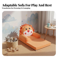 2-in-1 Design transformable Flip-Open Sofa Soft and Comfy transformable Character Lounger creature Theme Toddler Armchair Foldable for Toddlers, Infants, Parents, storytime reading corner, Nap Time, Playroom, Nursery