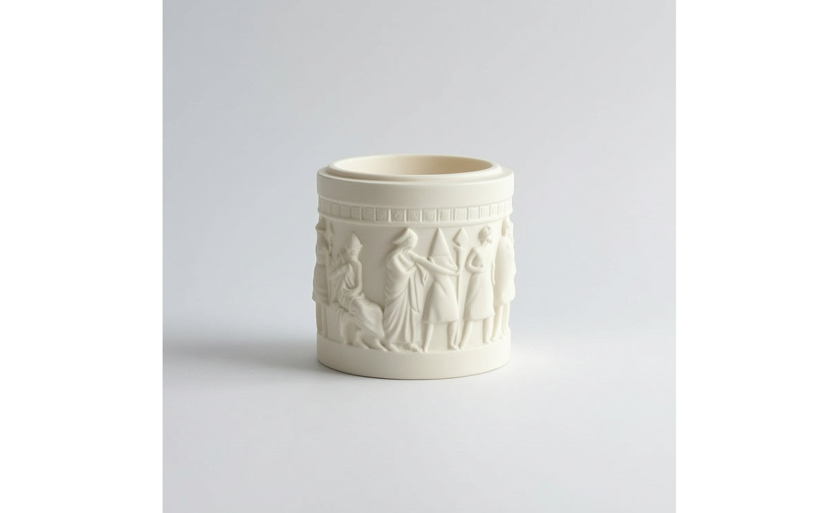 Embossed Cylindrical Planter Embossed Decoration Antique Vintage Style Flowerpot Rustic Vintage Ceramic Plant Pot French Country for Windowsill