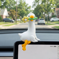 4 Pieces Mini Goose Figurine Set Small Miniature Figure White for Drivers