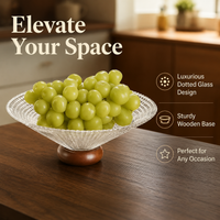 Luxury Clear Glass Fruit Bowl, Footed Serving Bowls for Dinner Parties, Decorative Glass Bowl for Kitchen Counter