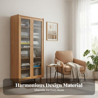 Nordic & design Multi-Tier Wooden Shelving unit dense Wood Construction shelving unit Japanese visual & design Display Cabinet Optional Glass Doors for Book Lovers, Interior Designers, home dwellers