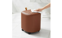 Soft Padded Seat Makeup Chair with Wheels Cream Design Storage Ottoman Stool Sturdy Wood Frame for Dressing Room
