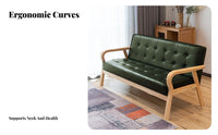 Retro Aesthetic Tufted Bentwood Couch Compact Design Button-Tufted 2-Seater High-Density Foam Cushion Sofa Curved Wooden Armrests for Cafe Owners, Apartment Dwellers, Small Areas, Office, Reception Area, Bedroom