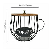 Stable Base Wire Coffee Capsule Organizer Decorative Metal Coffee Pod Basket Easy Reach Pod Storage Basket Countertop Friendly for Kitchen