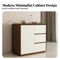 Modern Sideboard Minimalist Design Dining Room Buffet Server Solid Wood Construction Kitchen Storage Cupboard for Homeowners, Hallway, Bedroom, Office