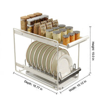 Pull-Out Dish Rack and Pull-Out Storage Tray Cabinet Organizer, Stainless Steel Pull-Out Bowl Rack and Pull-Out Storage Tray Cabinet Pull-Out