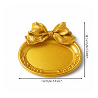 Oval Photo Frame with Bow Gold Decorative Frame with Scroll Relief Ornaments Ornate Vintage-Style for Photographers