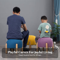 Nordic Aesthetic Upholstered Toadstool Pouf Multi-Functional Upholstered Pouf High-Rebound Sponge Low Stool Solid Wood Legs for Interior Designers, Apartment Dwellers, Sales Office, Entryway, Living Room, Playroom