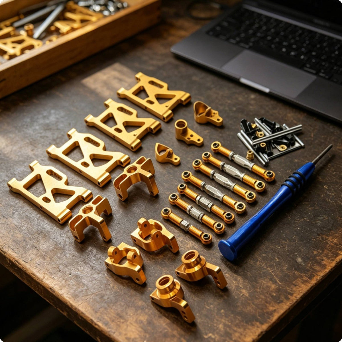 RC Steering Linkage Kit Precision Made Metal Linkage Set CNC Machined Aluminum Shock Absorption Arm Set for Upgrade