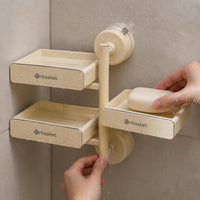 Suction Cup Rotating Soap Dish Wall Mounted Drain Soap Holder for Bathroom