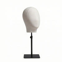 Adjustable Head Display Form textileCovered Hat Display with Metal Stand Easy to Assemble Manikin Head with Square Base Heavy Duty for Closet Organization